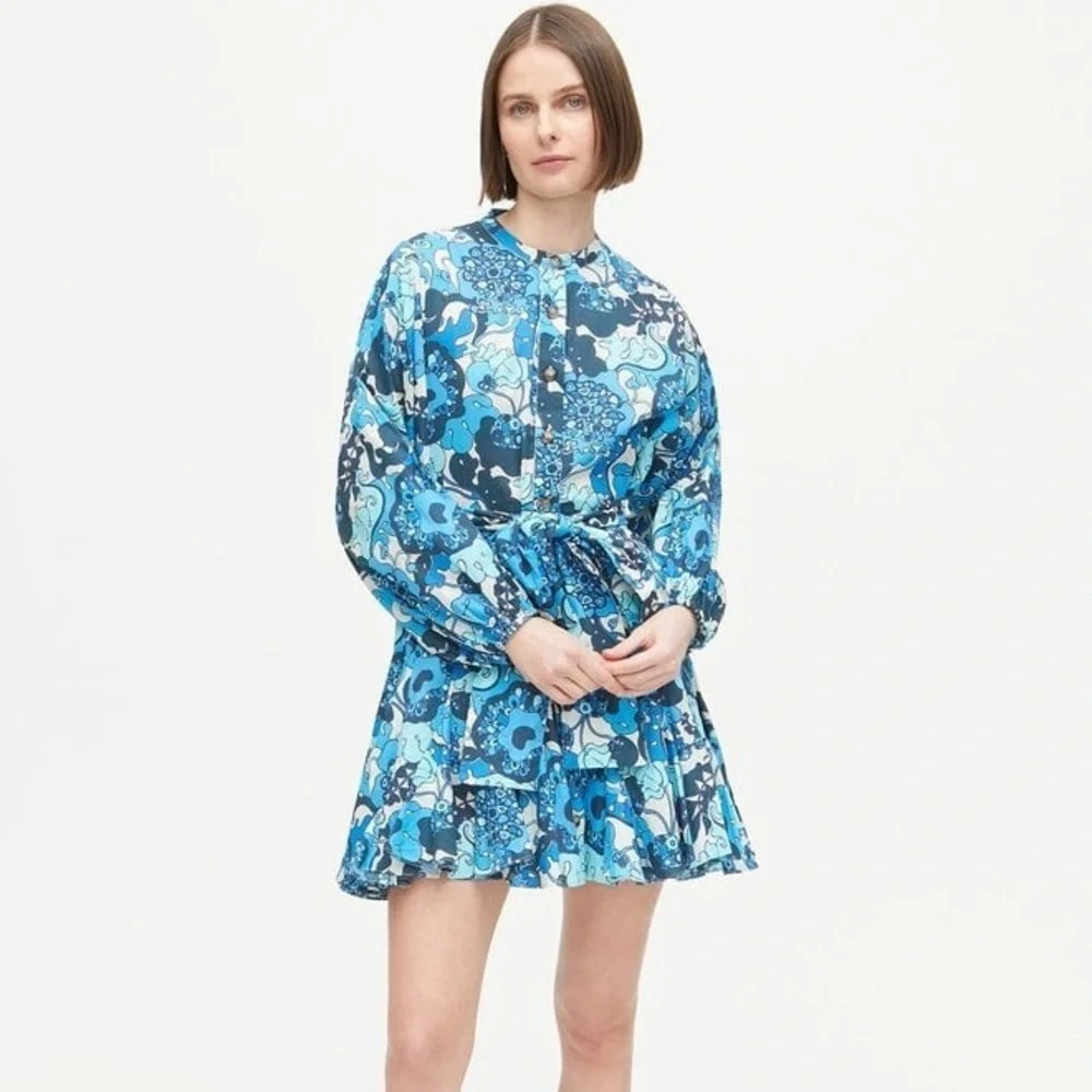 Rhode Emma Dress‎ Woodstock Floral Blue Long Sleeve Dress